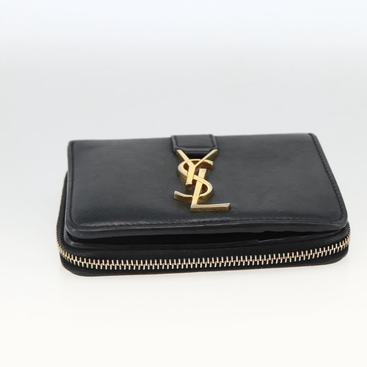 SAINT LAURENT Wallet Leather Black Gold