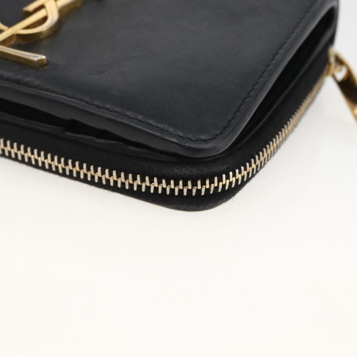 SAINT LAURENT Wallet Leather Black Gold