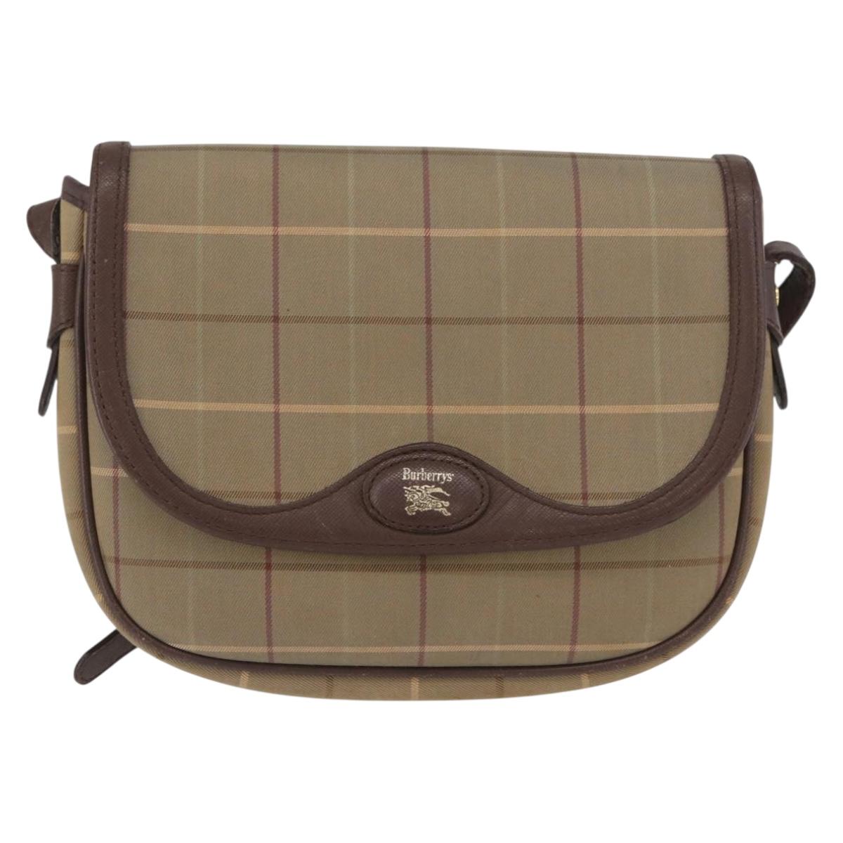Burberrys Nova Check Shoulder Bag Canvas Brown Gold