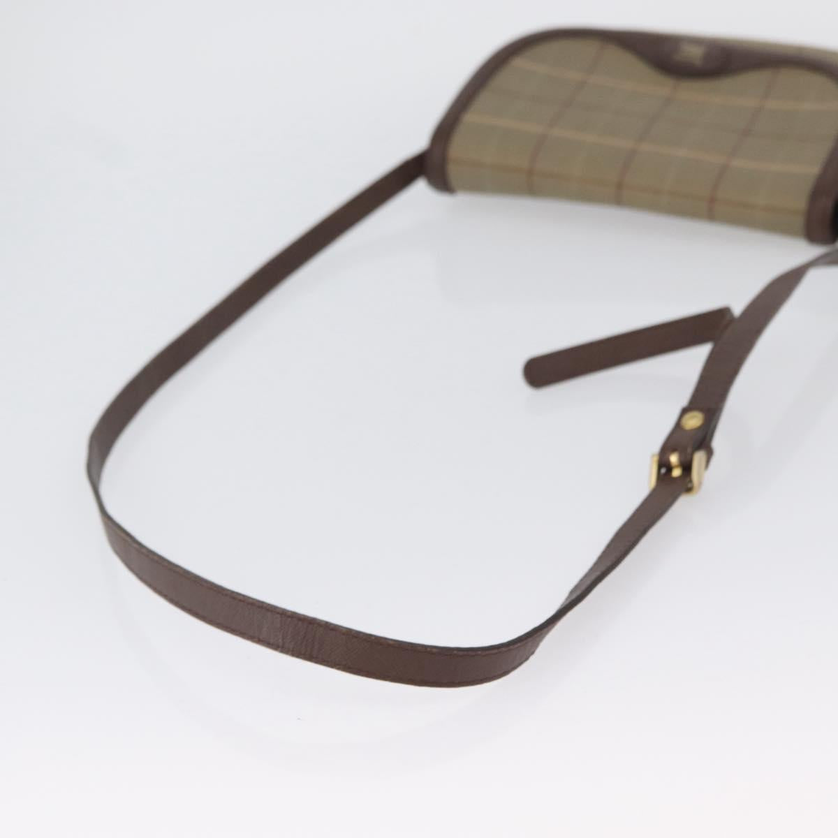 Burberrys Nova Check Shoulder Bag Canvas Brown Gold