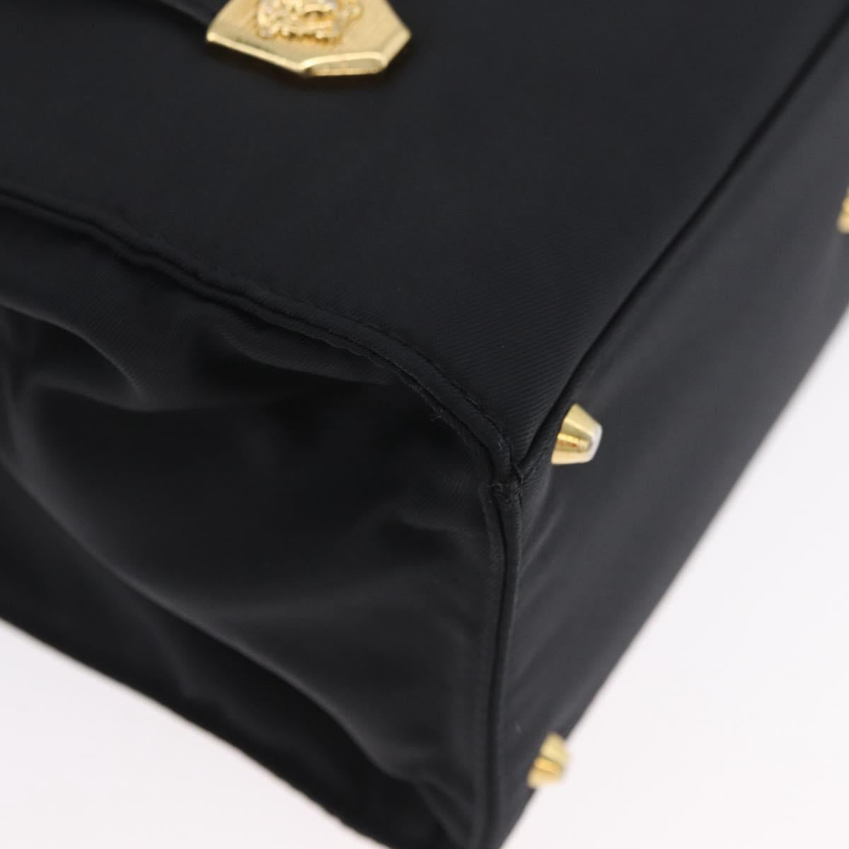 Gianni Versace Hand Bag Nylon Black Gold