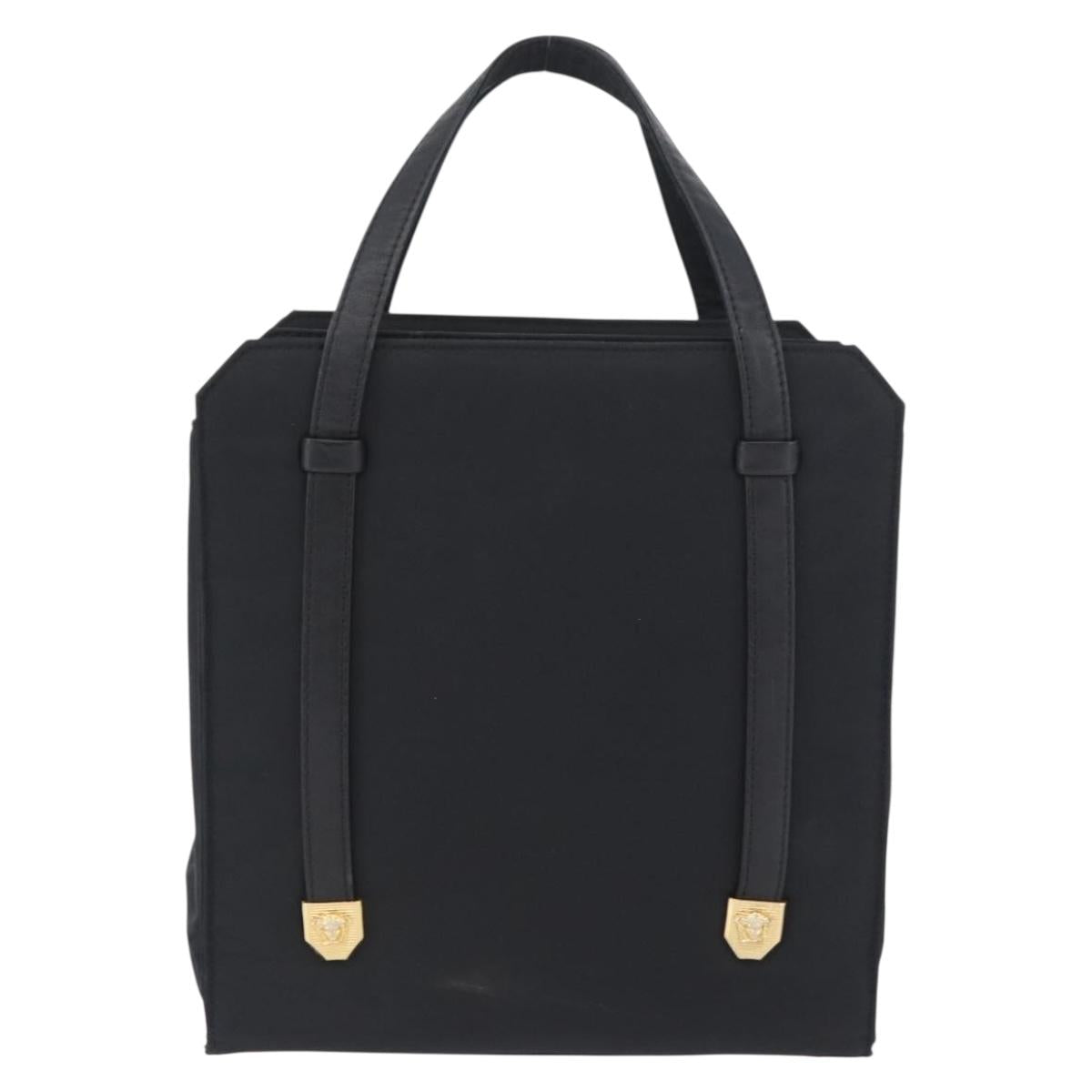 Gianni Versace Hand Bag Nylon Black Gold