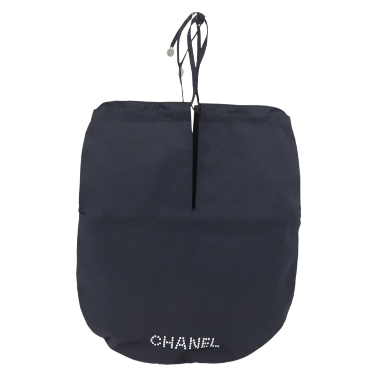 CHANEL Drawstring bag Hand Bag Satin Navy CC