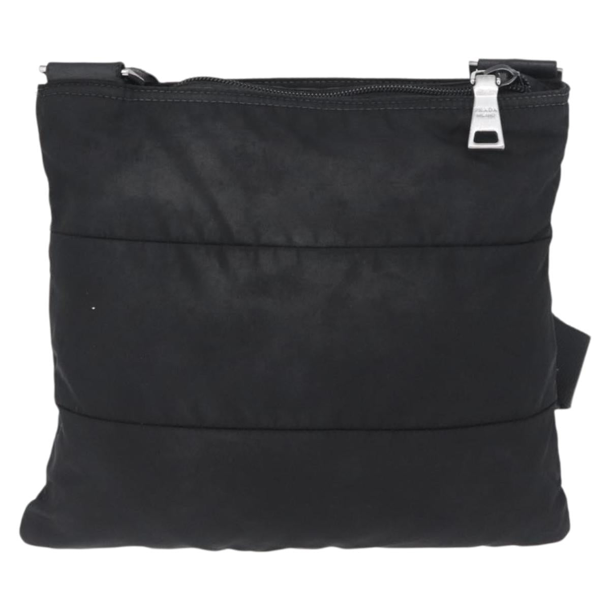 PRADA Shoulder Bag Nylon Black Silver