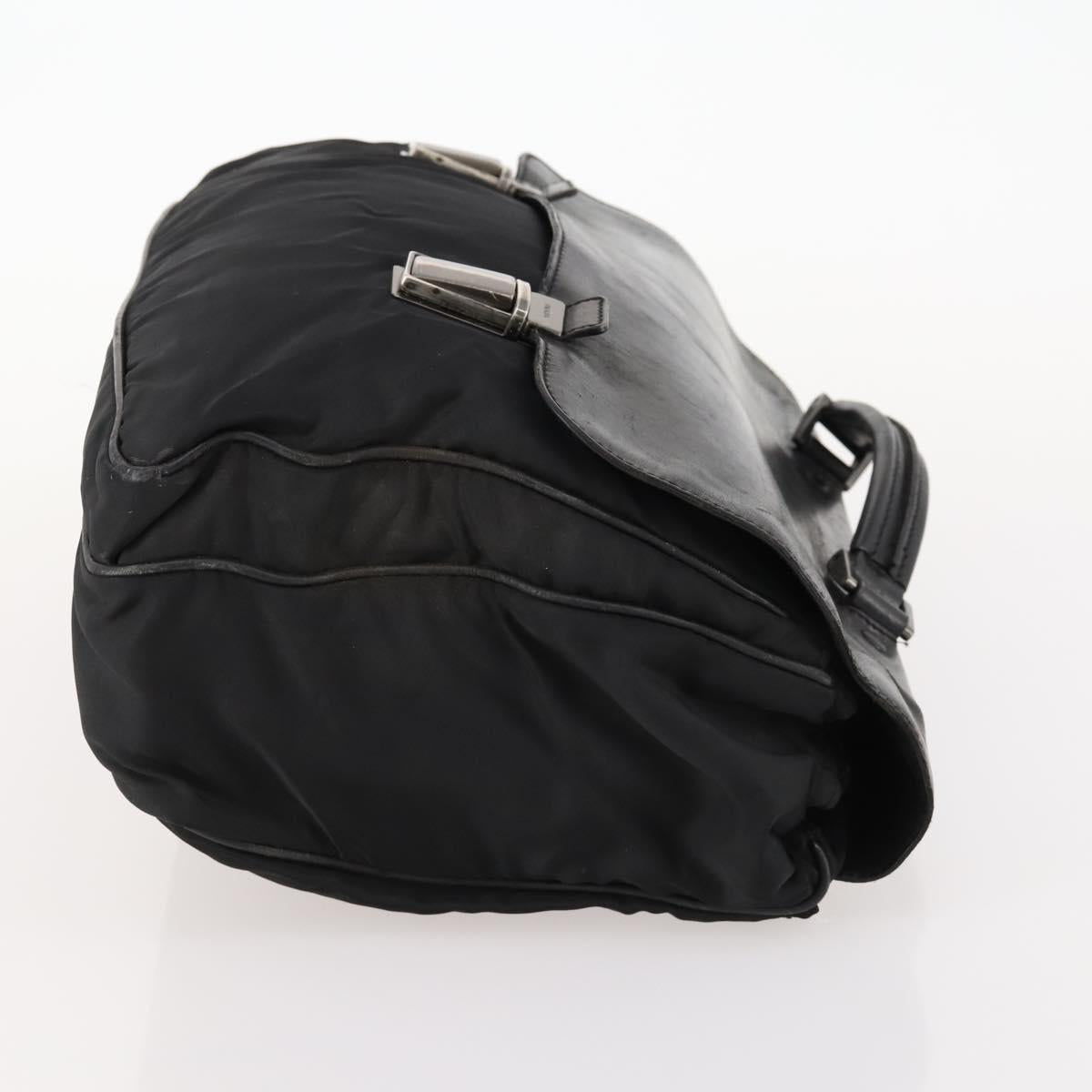 PRADA Hand Bag Nylon Black Silver