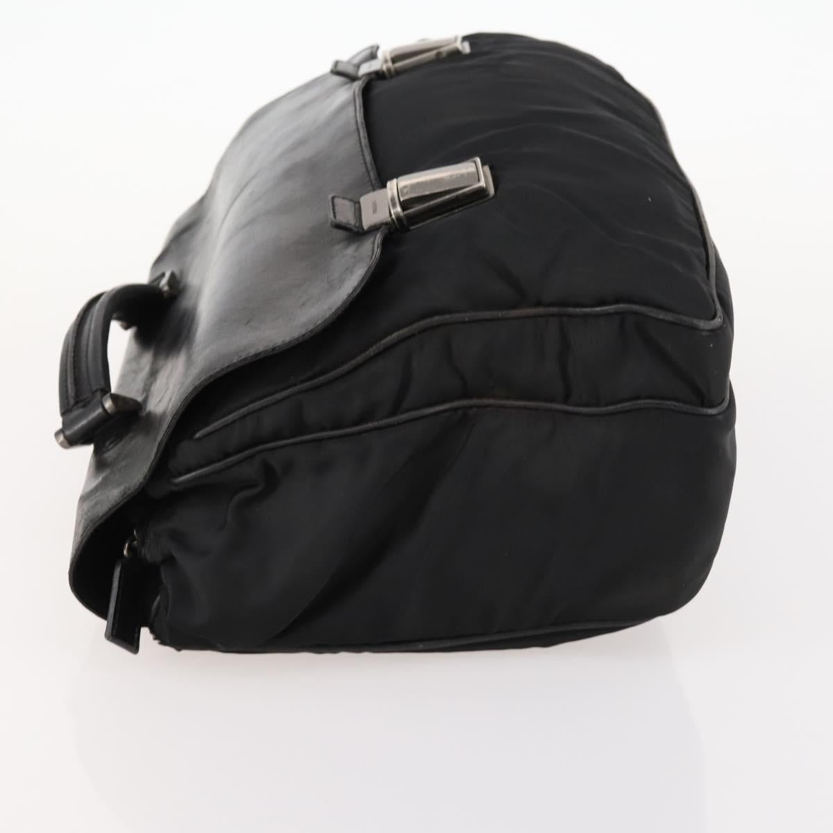 PRADA Hand Bag Nylon Black Silver