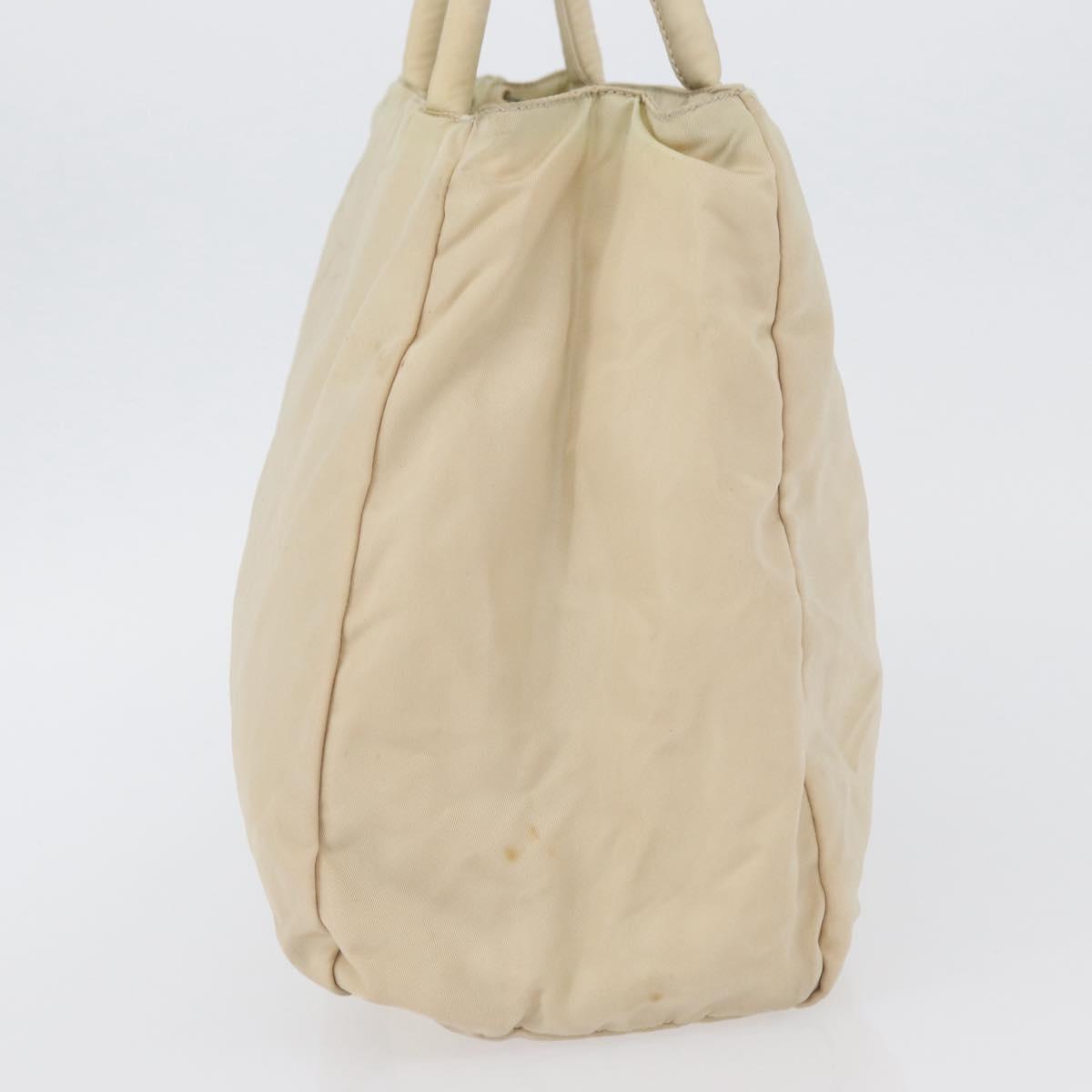 PRADA Hand Bag Nylon Silver Beige