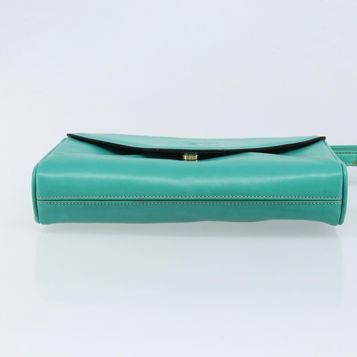 CELINE Shoulder Bag Leather Gold Emerald Green