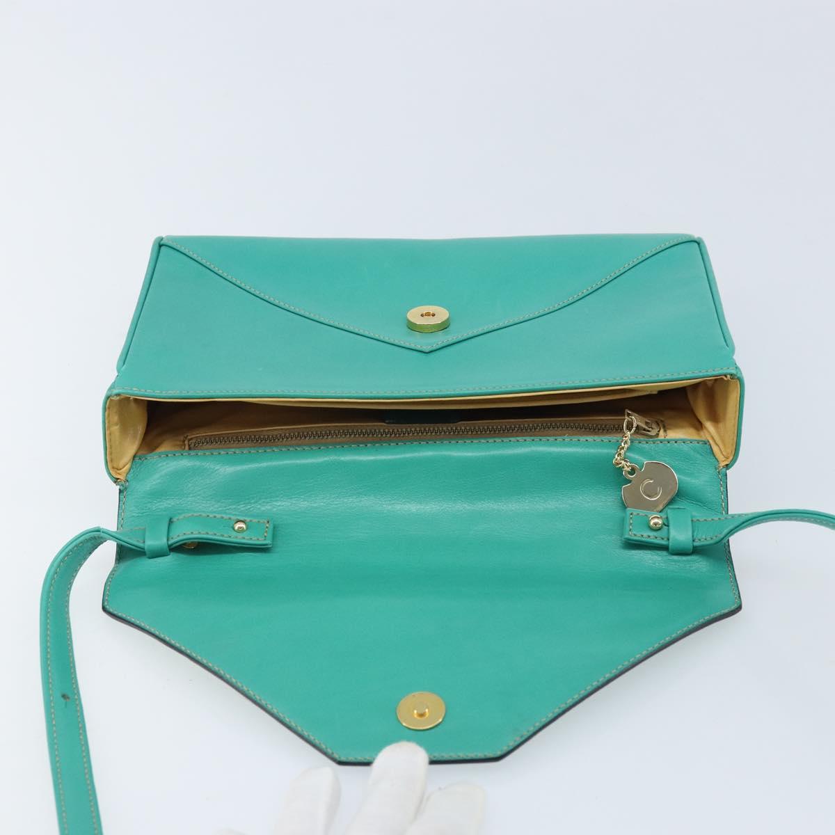 CELINE Shoulder Bag Leather Gold Emerald Green