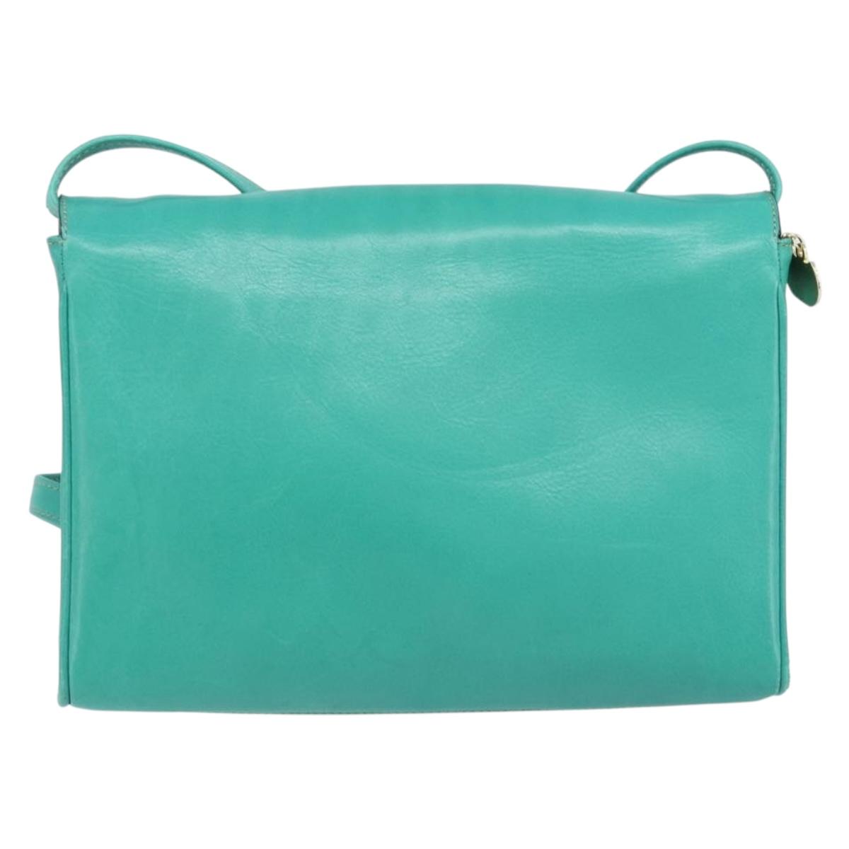 CELINE Shoulder Bag Leather Gold Emerald Green