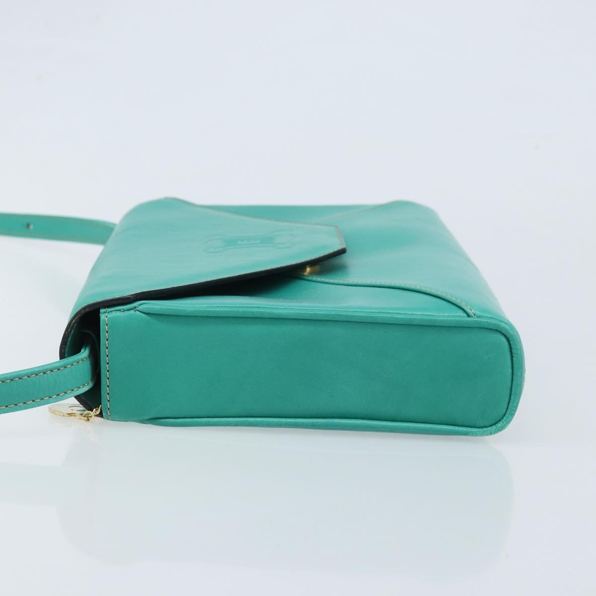 CELINE Shoulder Bag Leather Gold Emerald Green