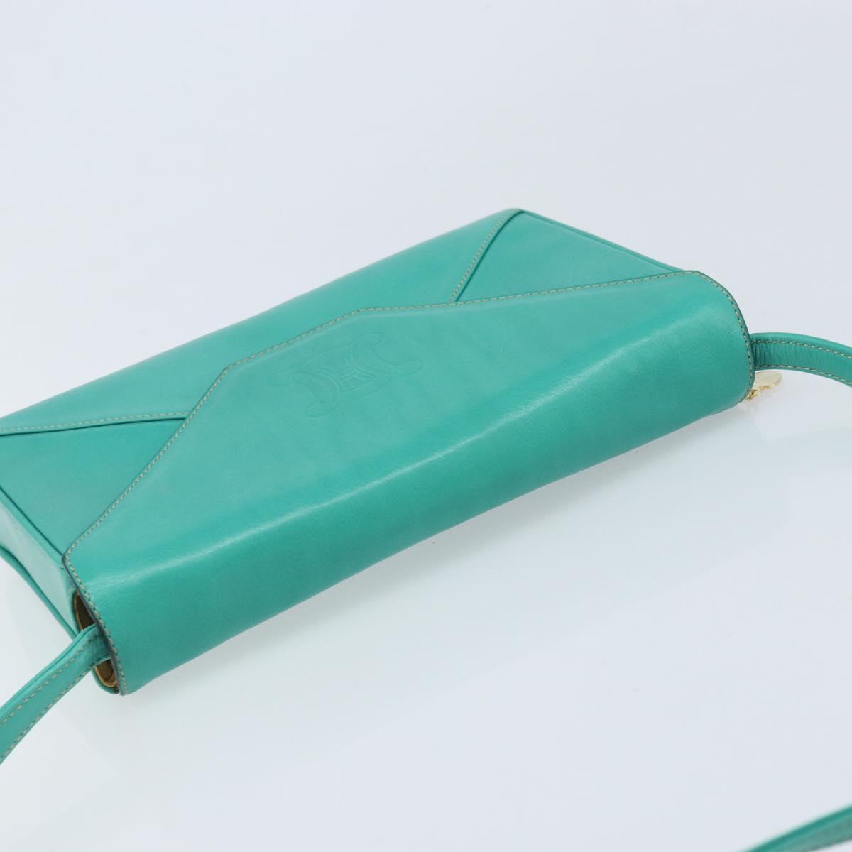 CELINE Shoulder Bag Leather Gold Emerald Green