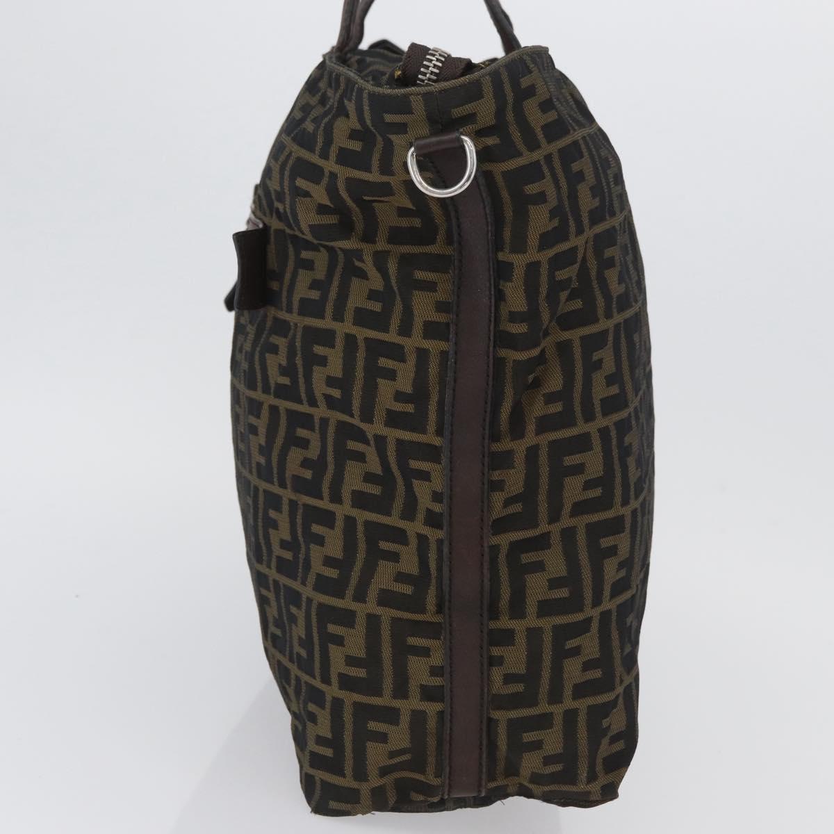 FENDI Zucca Canvas Hand Bag Black Brown