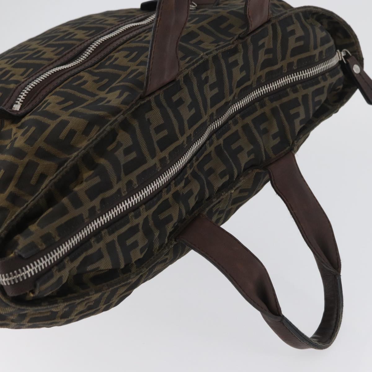 FENDI Zucca Canvas Hand Bag Black Brown