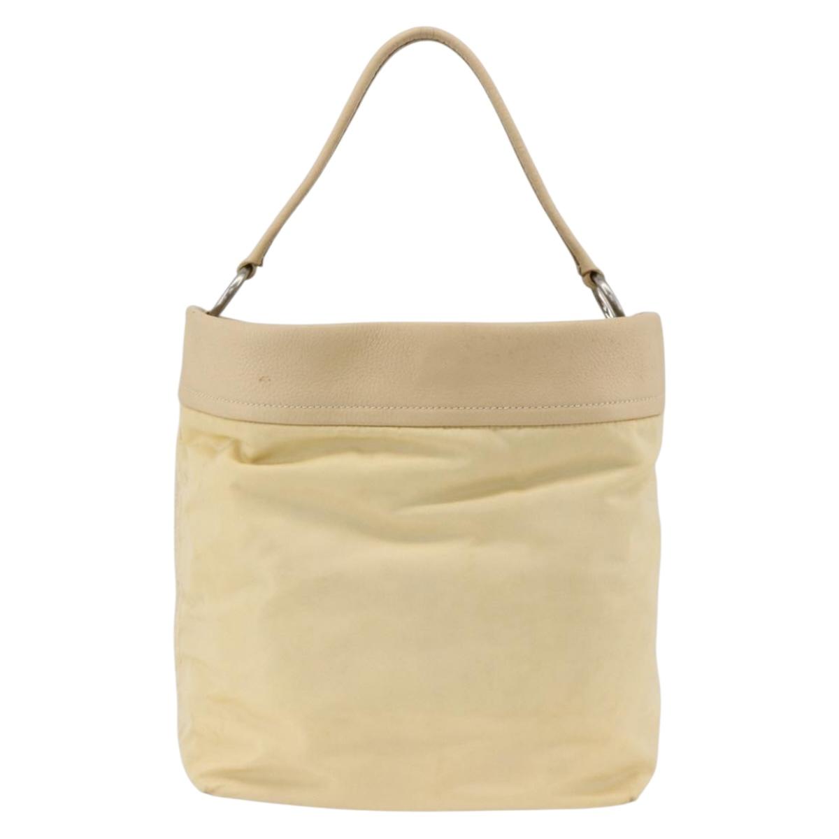 PRADA Shoulder Bag Nylon Beige Silver