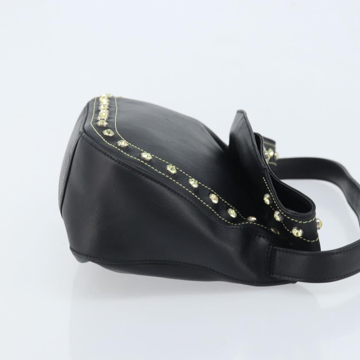 Gianni Versace Hand Bag Nylon Black Gold