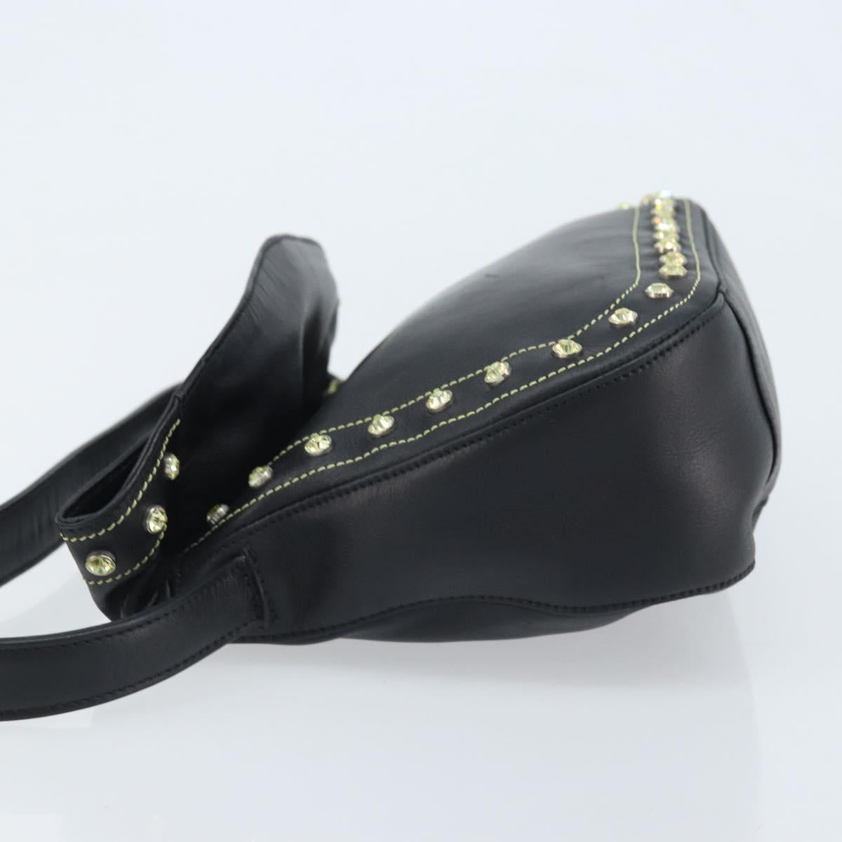 Gianni Versace Hand Bag Nylon Black Gold
