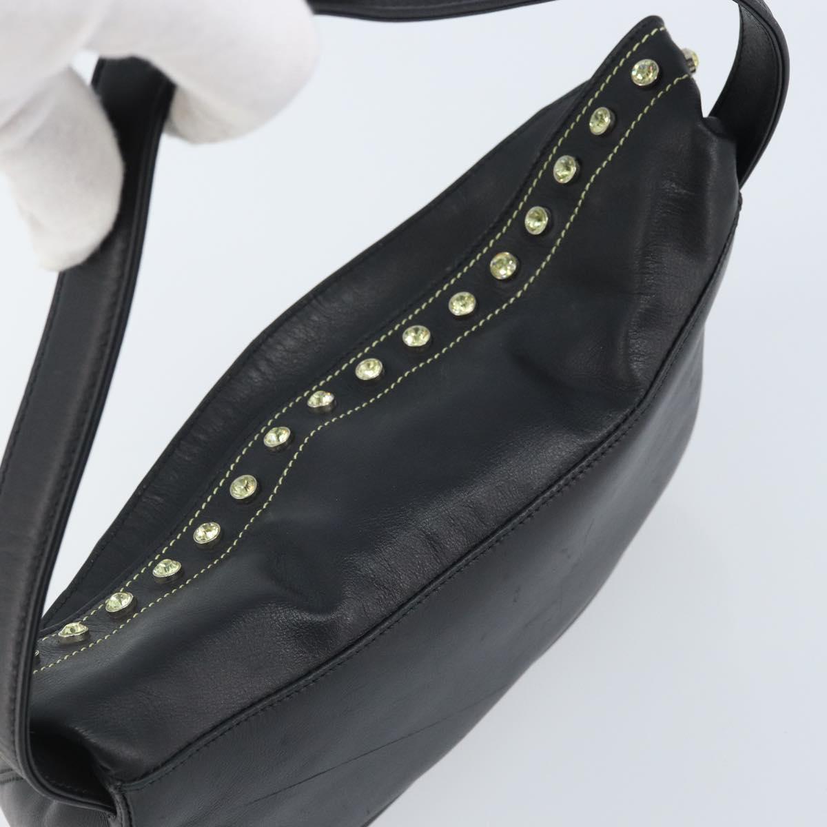 Gianni Versace Hand Bag Nylon Black Gold