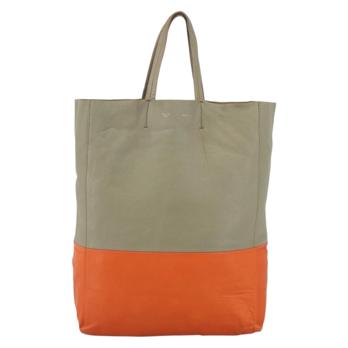 CELINE Hand Bag Leather Beige Gold