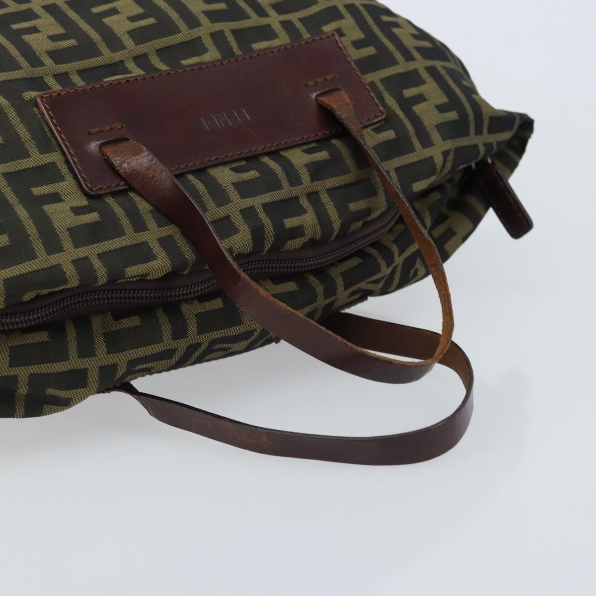 FENDI Zucca Canvas Hand Bag Black Brown