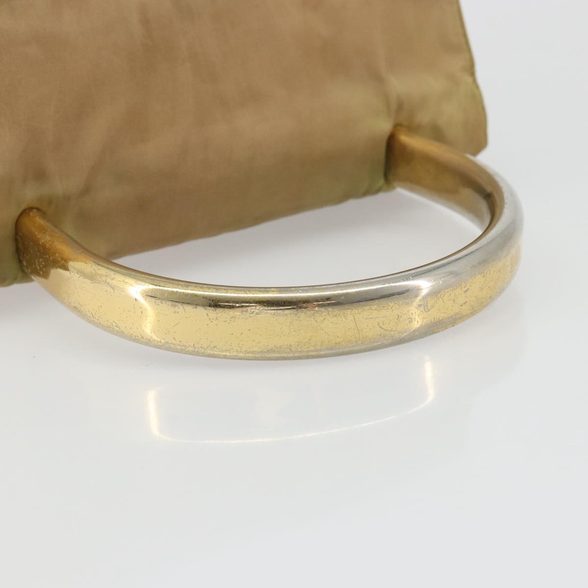 PRADA Hand Bag Nylon Beige Gold