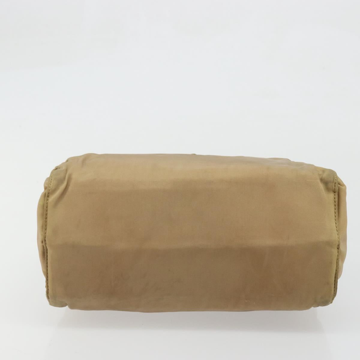 PRADA Hand Bag Nylon Beige Gold
