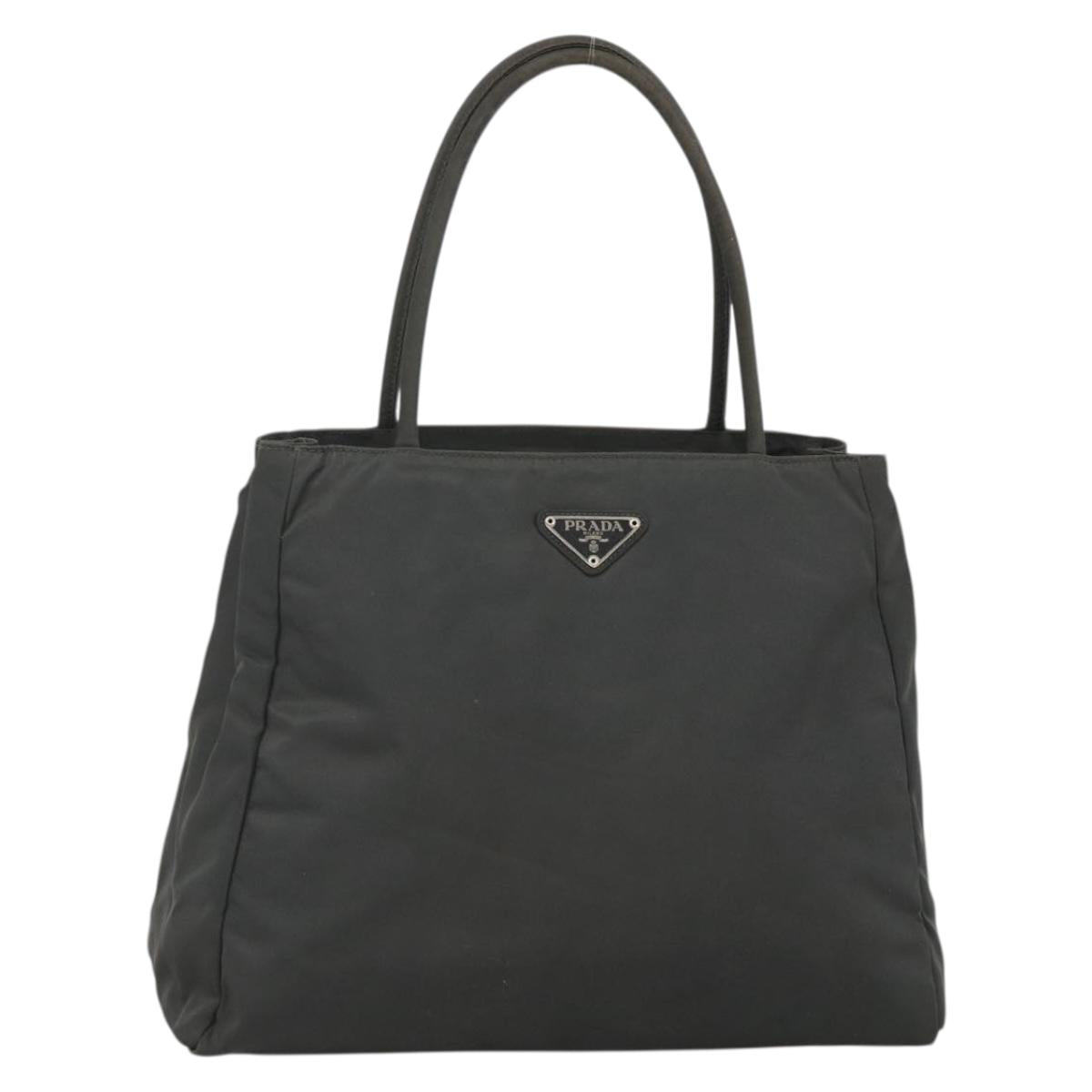 PRADA Hand Bag Nylon Gray Silver