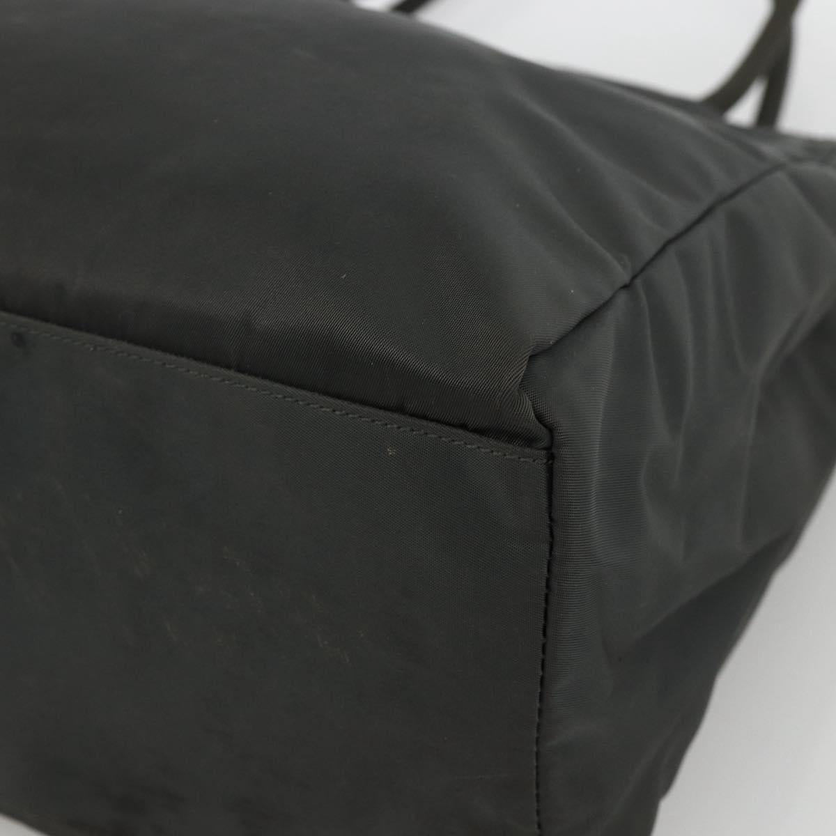 PRADA Hand Bag Nylon Gray Silver