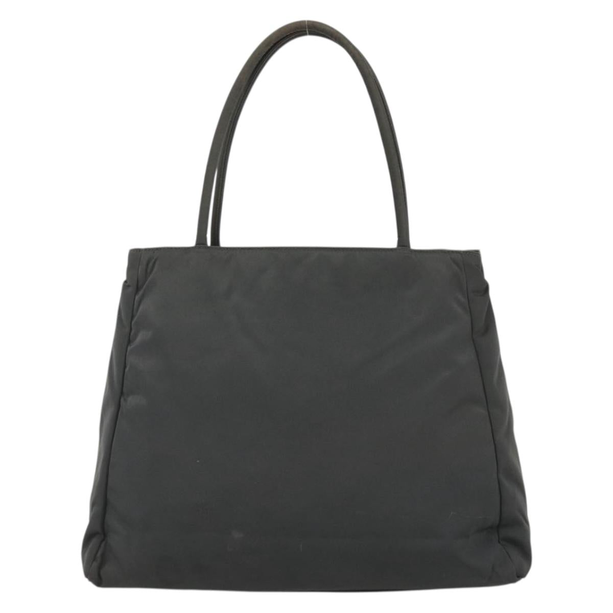 PRADA Hand Bag Nylon Gray Silver