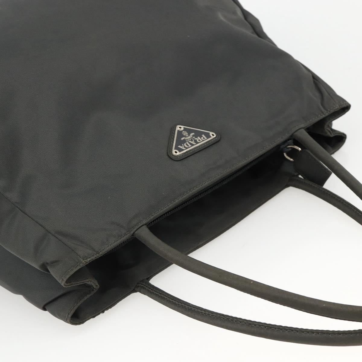 PRADA Hand Bag Nylon Gray Silver