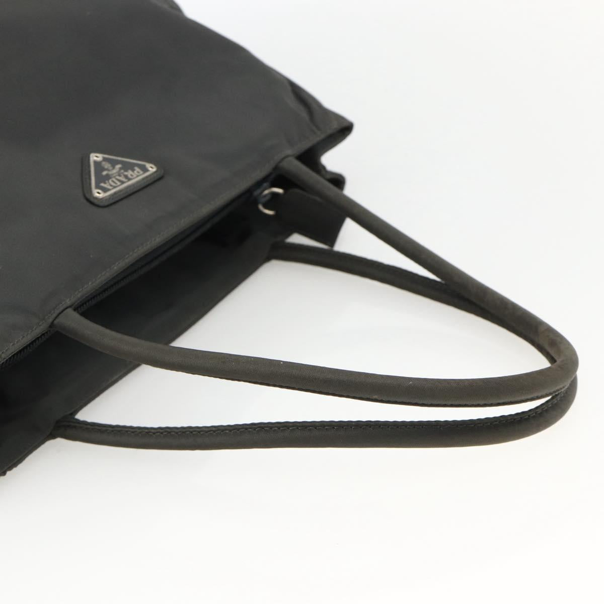 PRADA Hand Bag Nylon Gray Silver