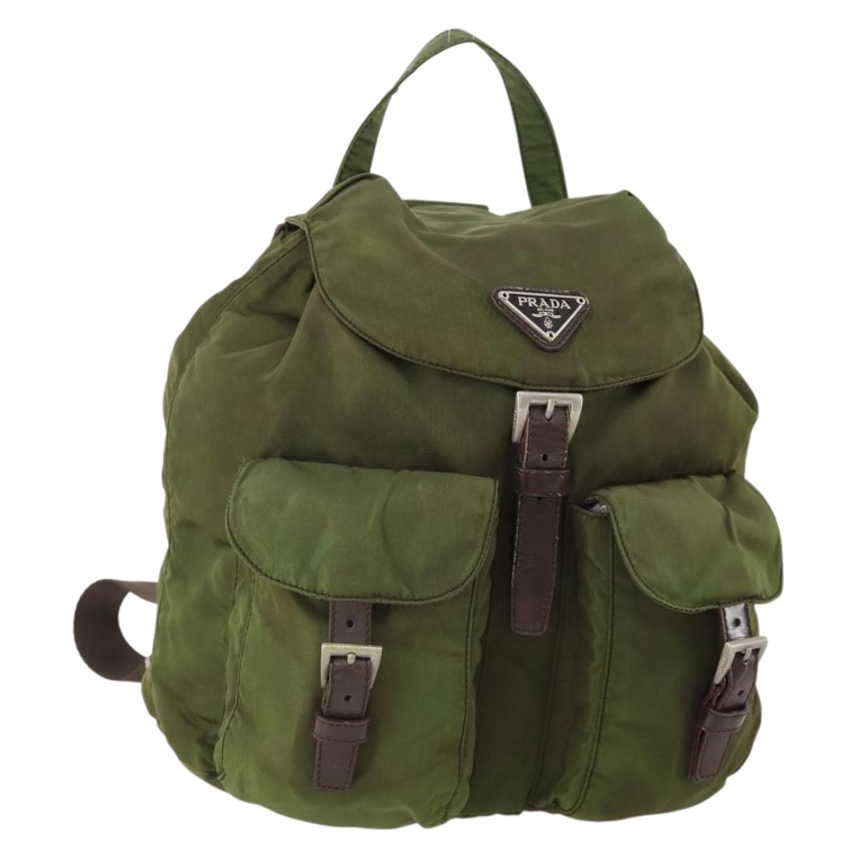 PRADA Backpack Nylon Green Silver