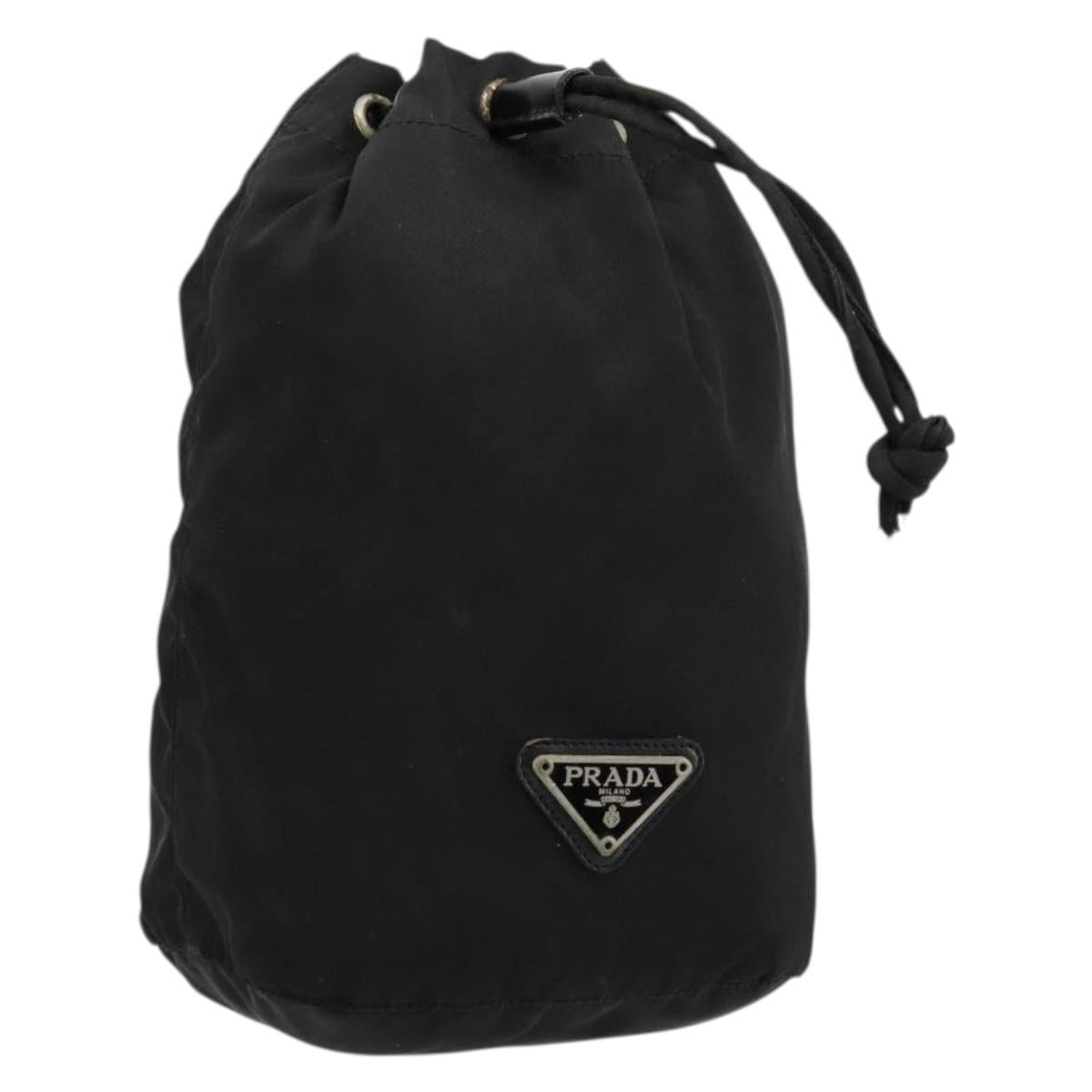 PRADA Purse Pouch Nylon Black Silver
