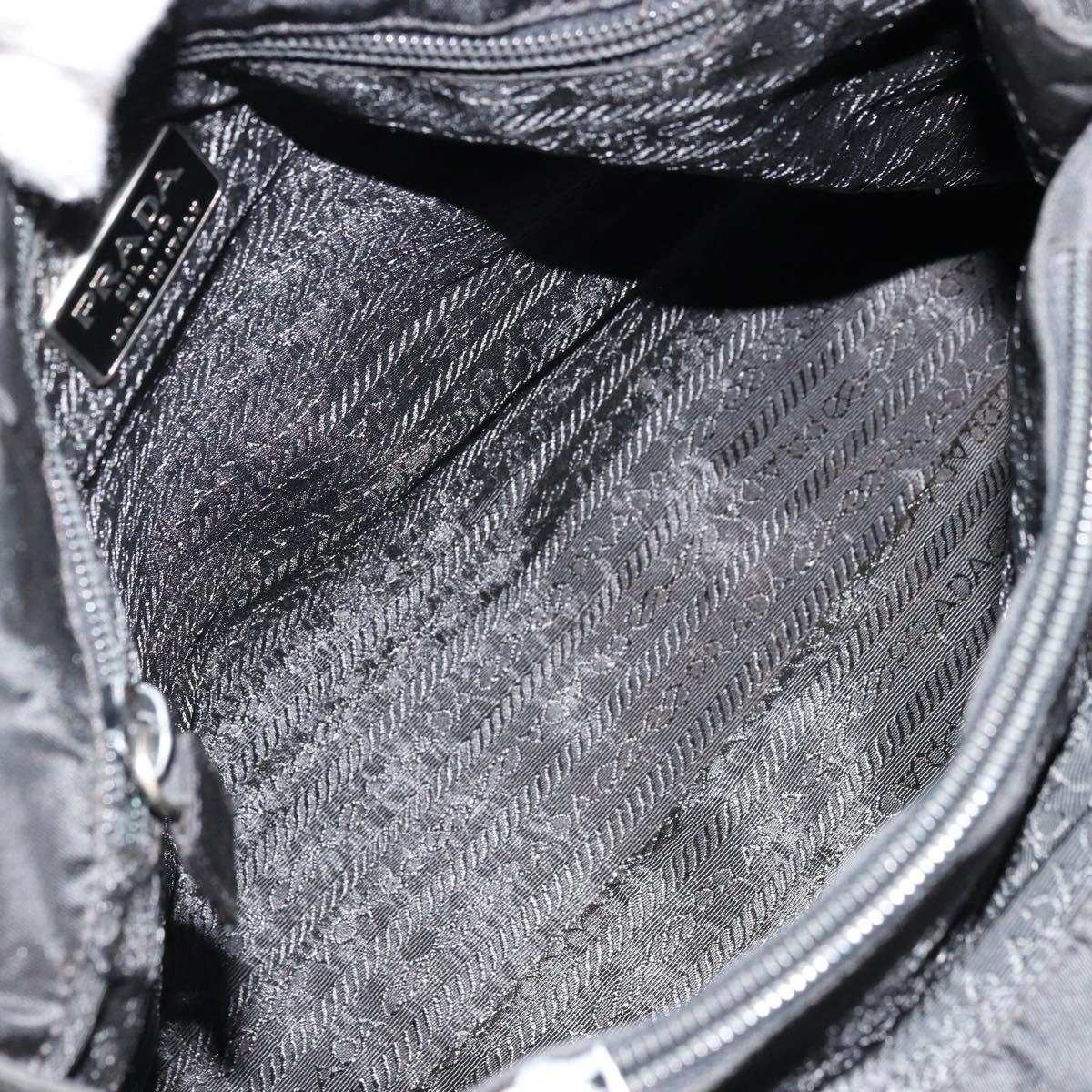 PRADA Hand Bag Nylon Black Silver
