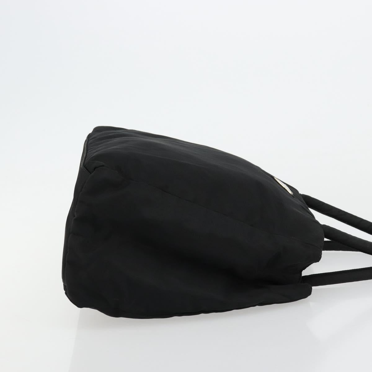 PRADA Hand Bag Nylon Black Silver