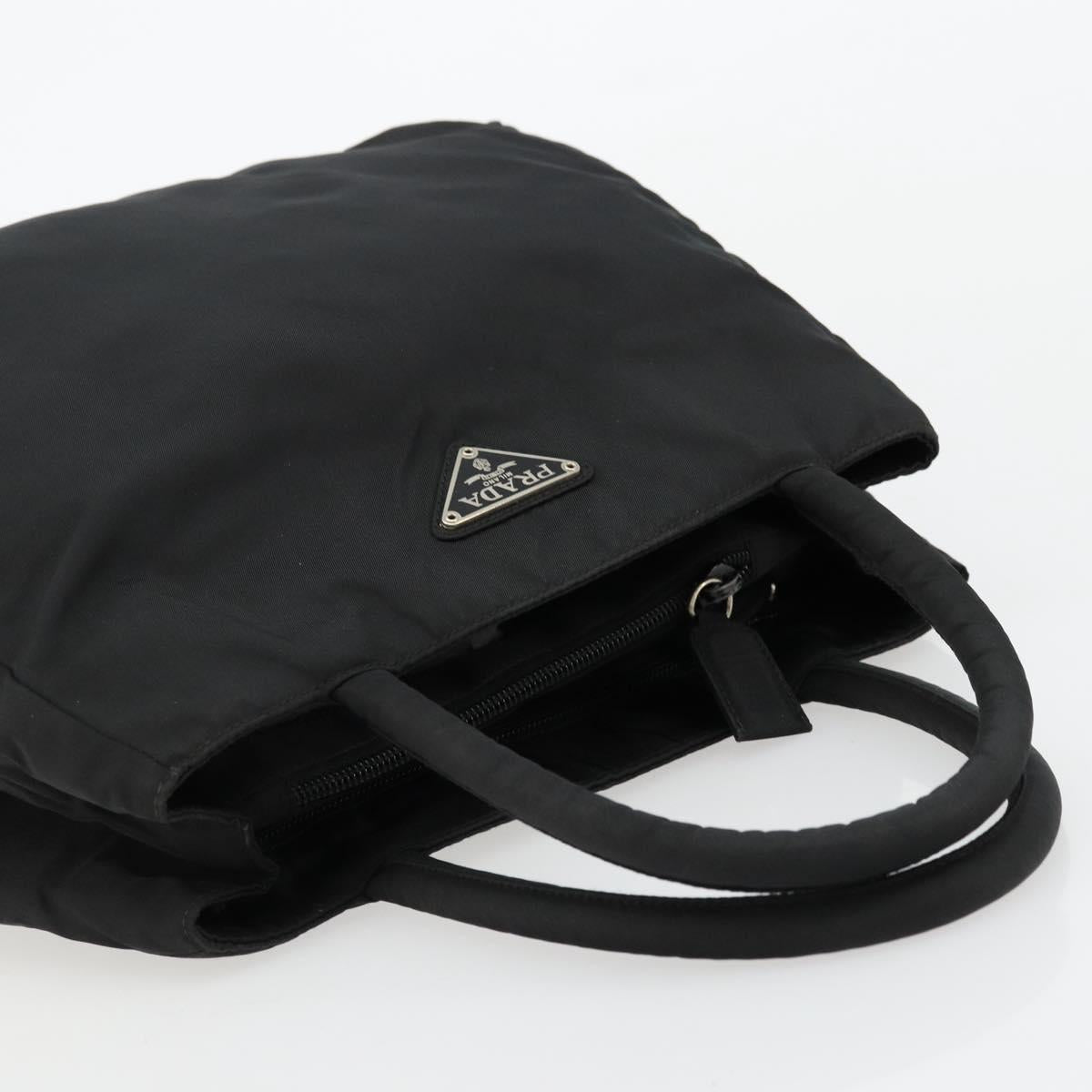 PRADA Hand Bag Nylon Black Silver