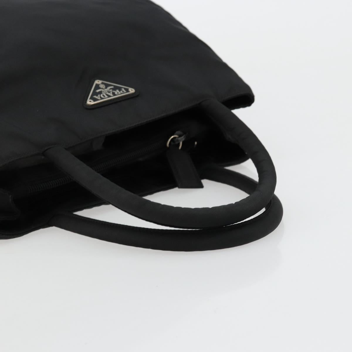 PRADA Hand Bag Nylon Black Silver