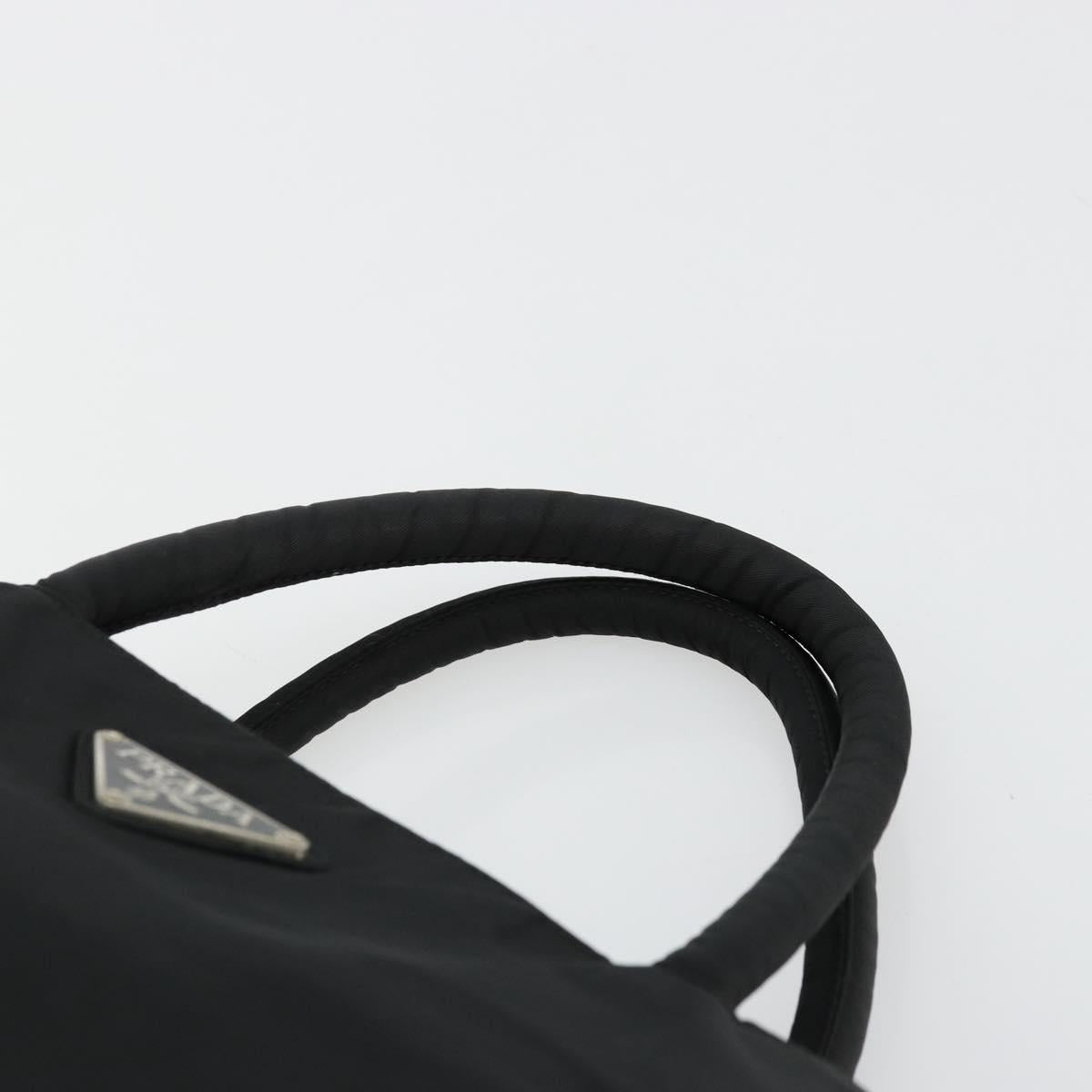 PRADA Hand Bag Nylon Black Silver