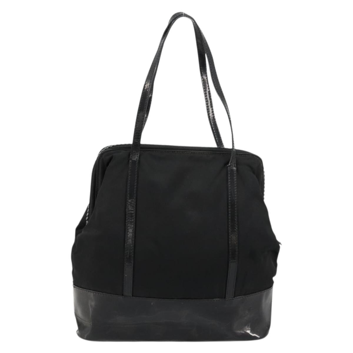 PRADA Hand Bag Nylon Black Silver