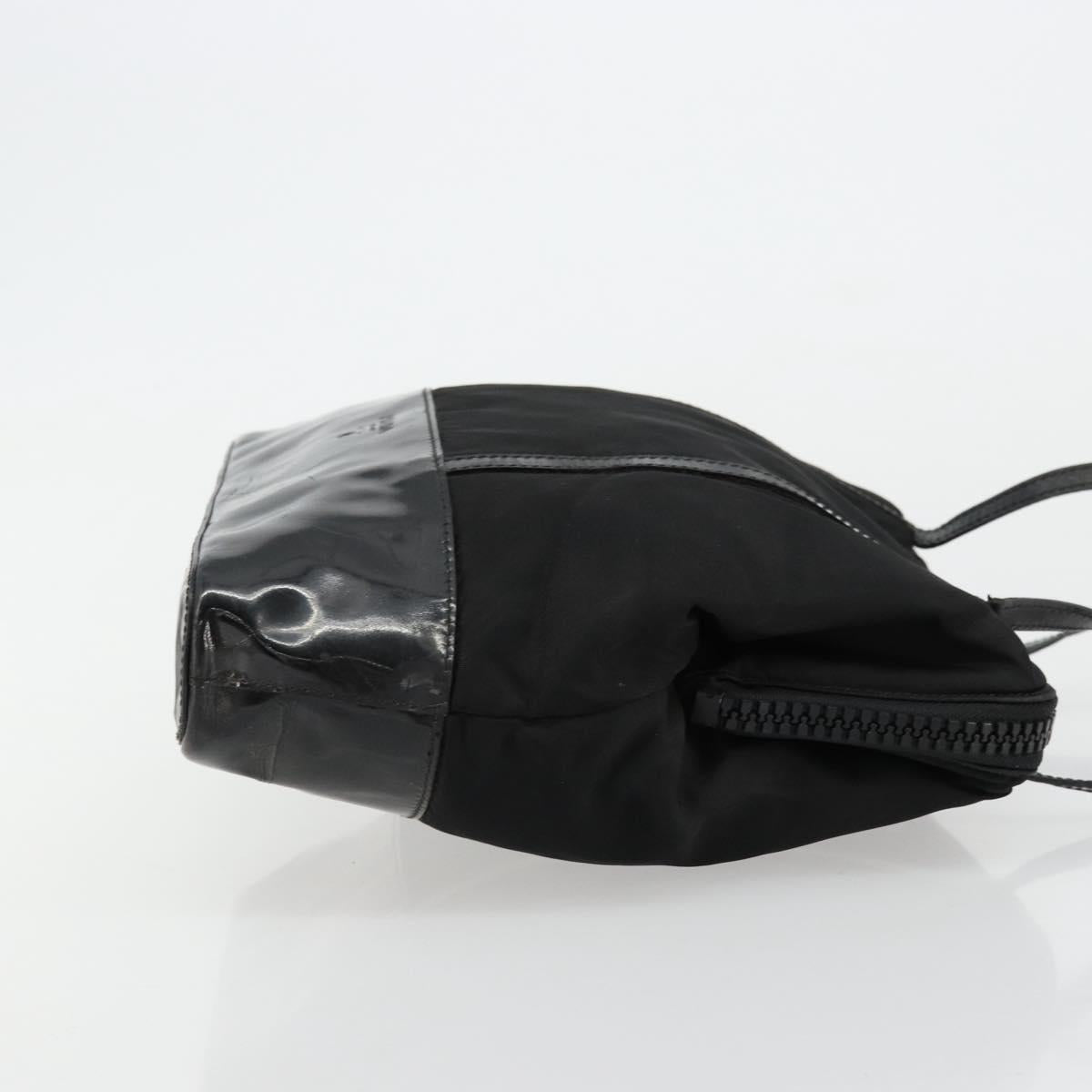 PRADA Hand Bag Nylon Black Silver