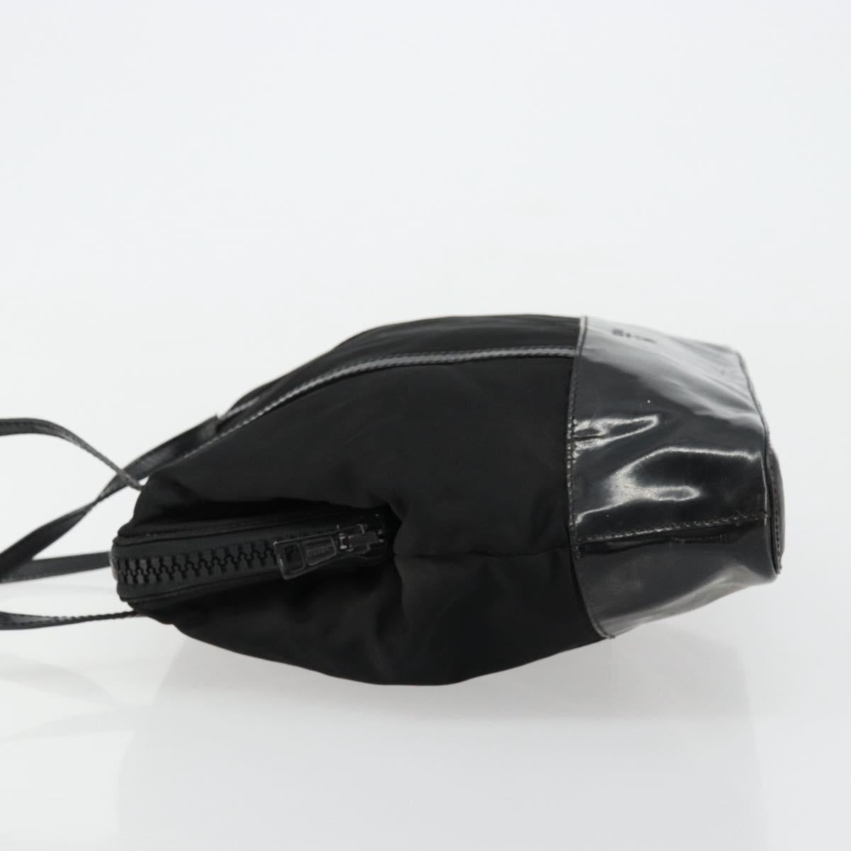 PRADA Hand Bag Nylon Black Silver