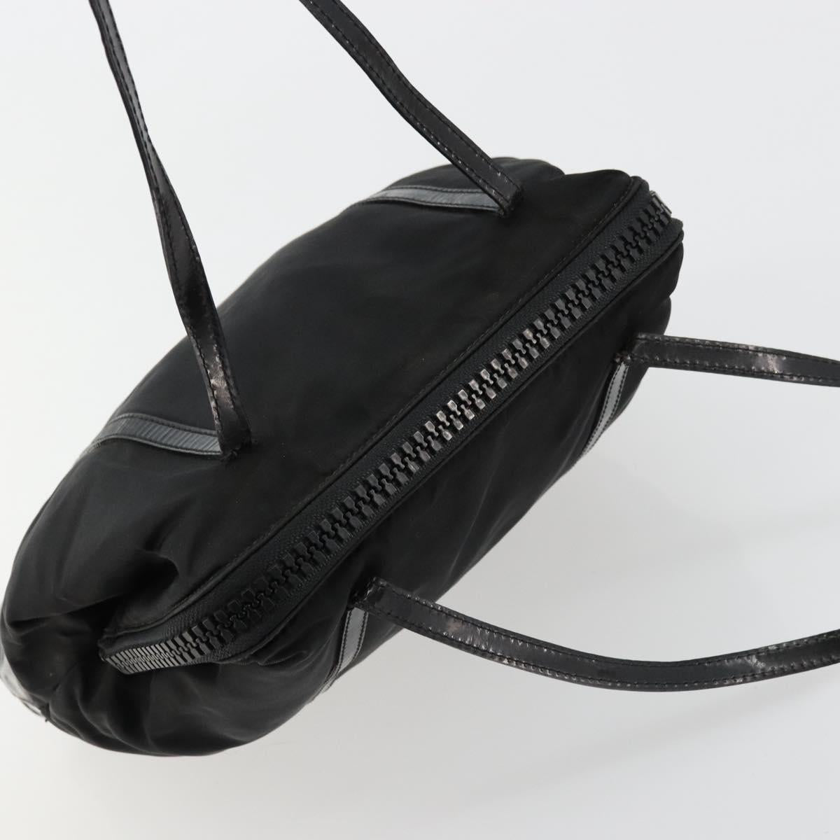 PRADA Hand Bag Nylon Black Silver