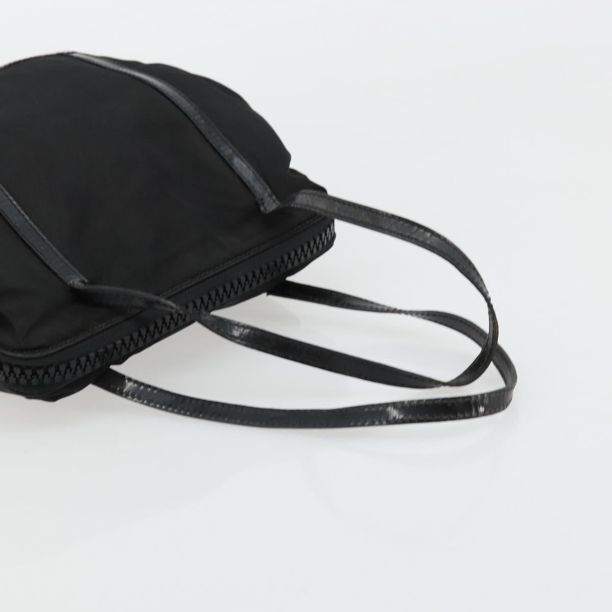 PRADA Hand Bag Nylon Black Silver