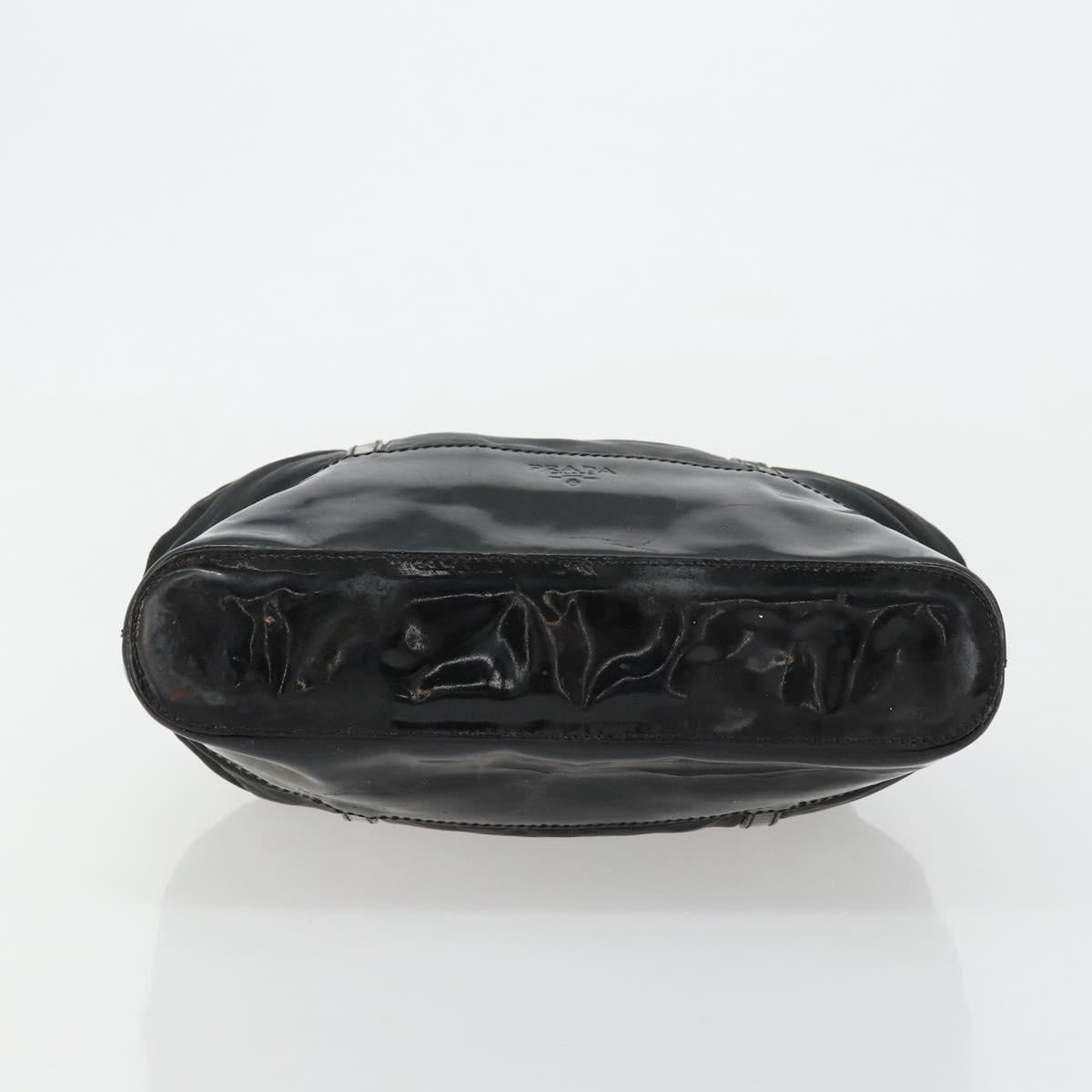 PRADA Hand Bag Nylon Black Silver