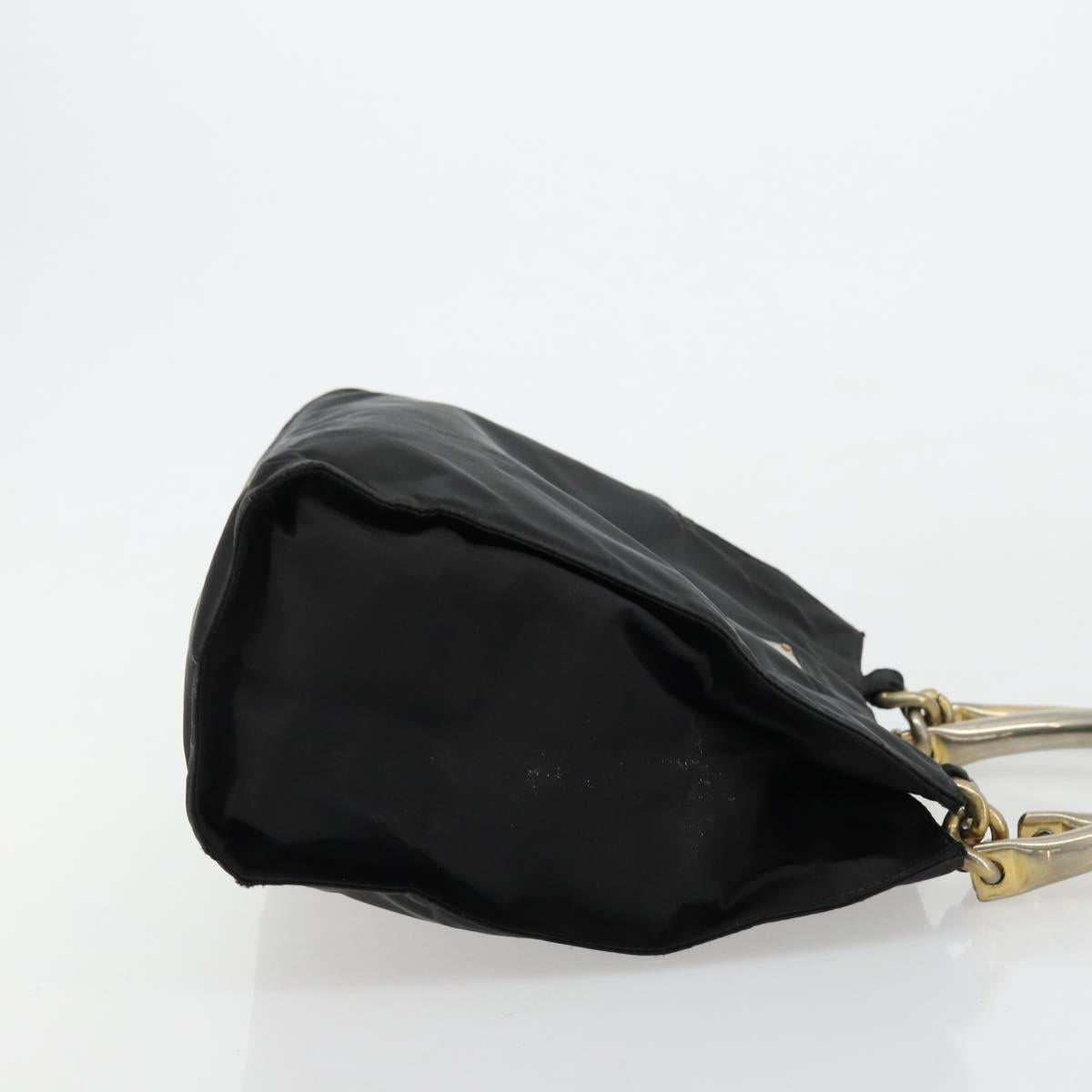 PRADA Chain Hand Bag Nylon Black Gold