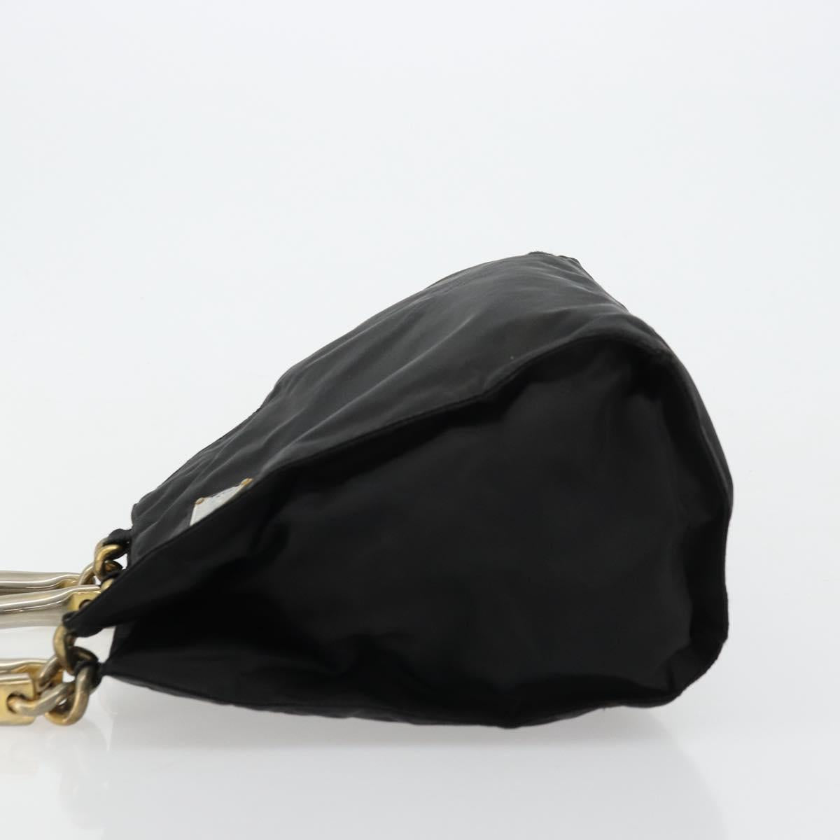 PRADA Chain Hand Bag Nylon Black Gold