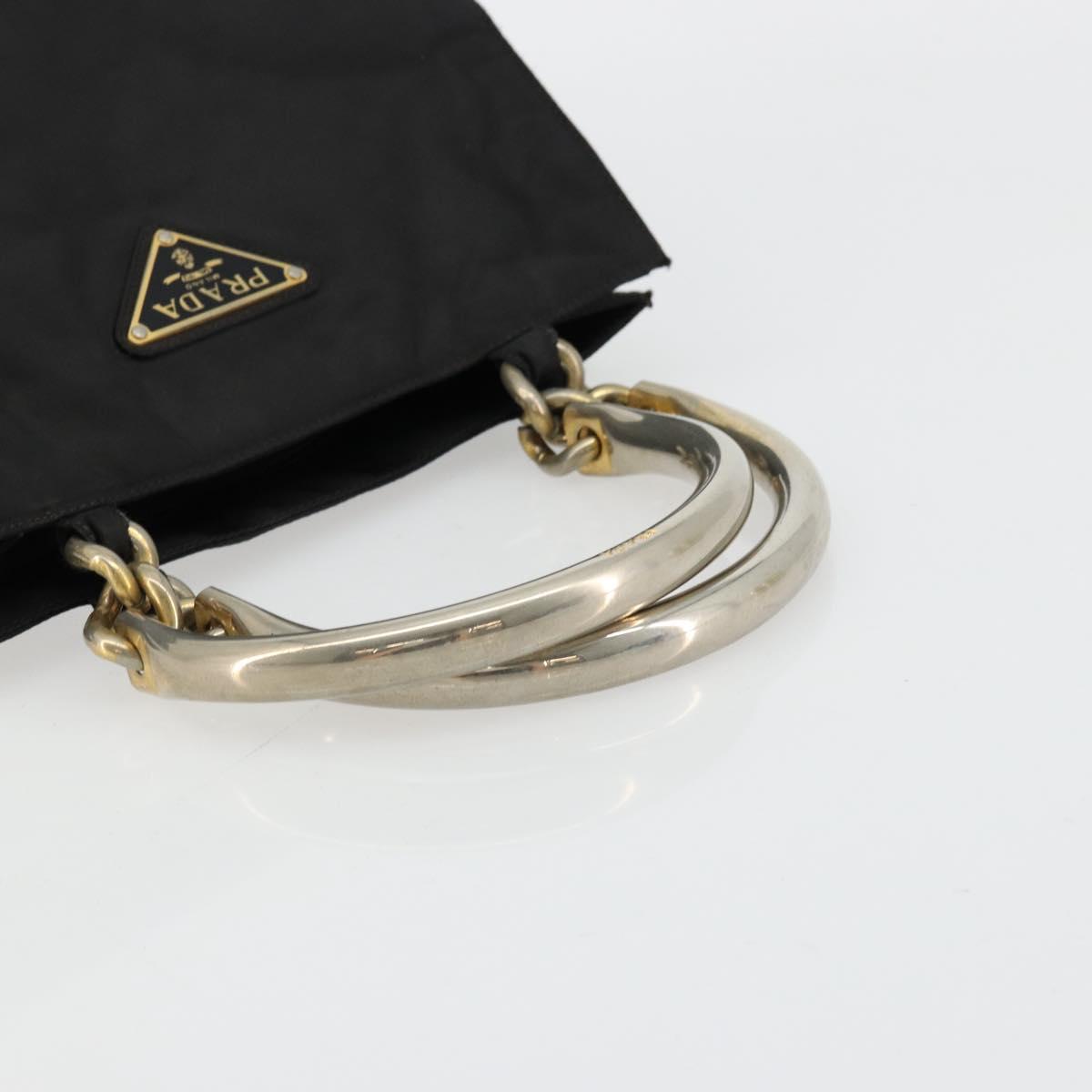 PRADA Chain Hand Bag Nylon Black Gold