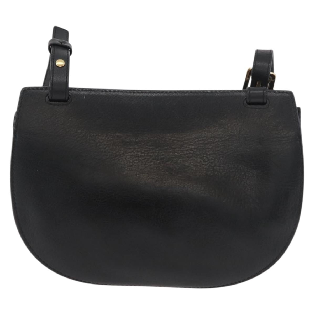 Chloe Shoulder Bag Leather Black Gold
