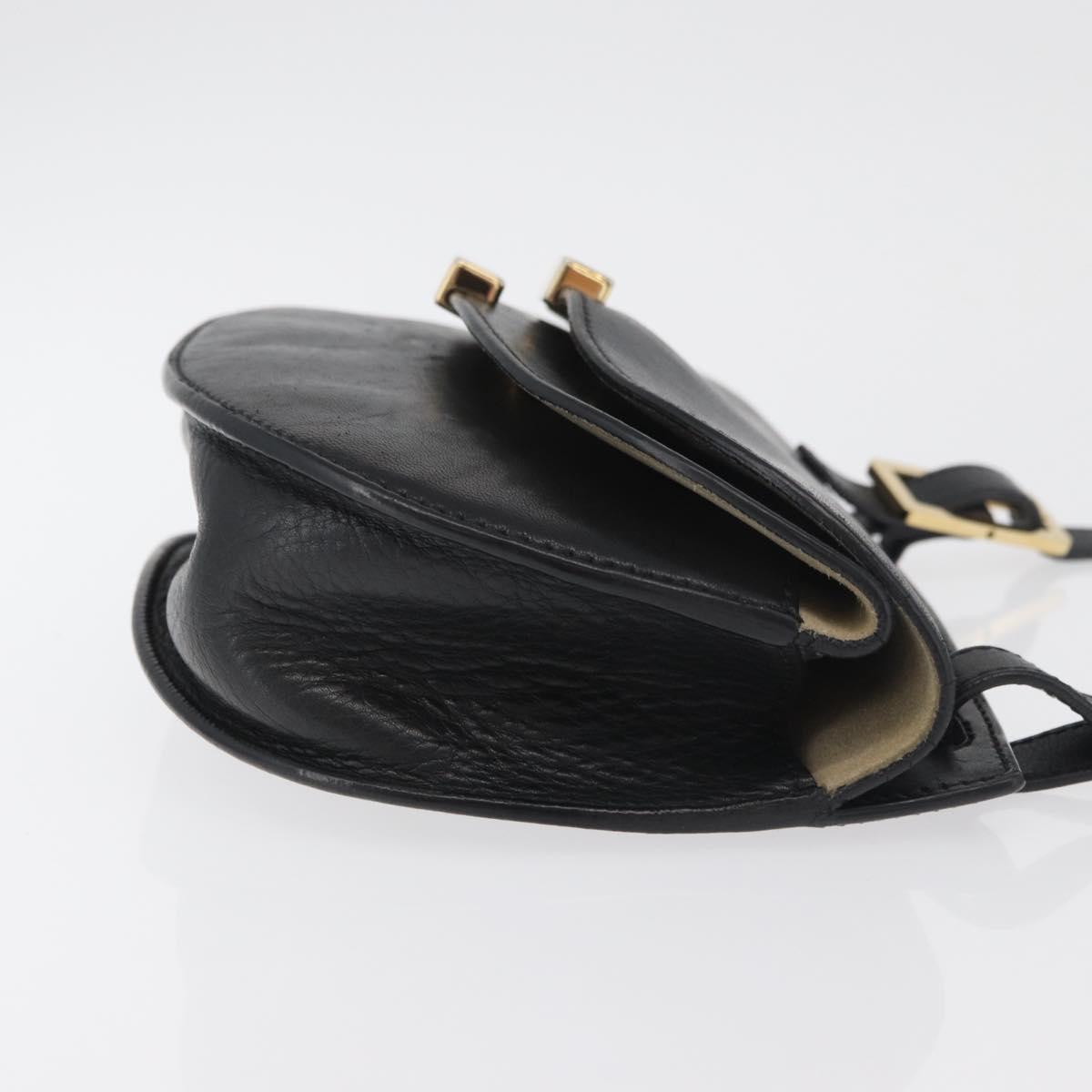 Chloe Shoulder Bag Leather Black Gold
