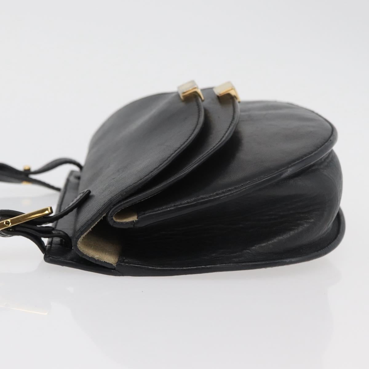 Chloe Shoulder Bag Leather Black Gold